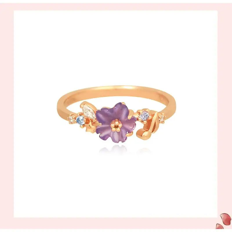 OST x Cardcaptor Sakura - Violet Cherry Blossom Night Song Silver Ring - OST - Jewelry - Harumio