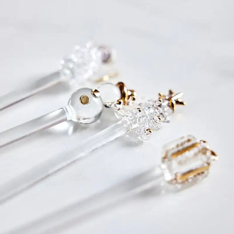 Korean Winter Story - Gold Glass Muddler Stick 4P Set - Modern House - Cutlery - Harumio Korean Winter Story - Gold Glass Muddler Stick 4P Set - Modern House - Cutlery - Harumio