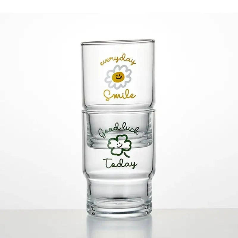 Korean Mine Lettering - Glass Cup 2P Set - Modern House - Glass Cup - Harumio