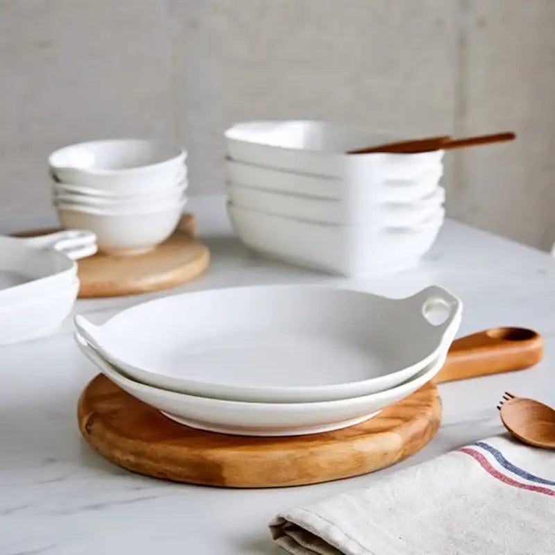 Korean WOW Daily Double Handle Round Plate 2P Set - Modern House - Kitchenware - Harumio