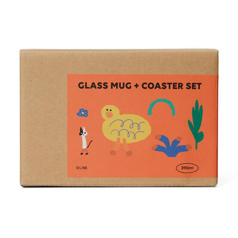 Line Friends - Glass Mug & Coaster Set