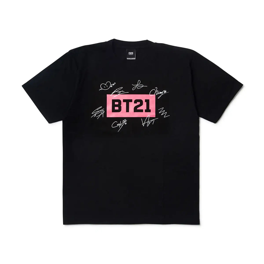 BT21 - BITE - Pink Collection - Black Logo Short Sleeve T-Shirt - BT21 - Clothes - Harumio