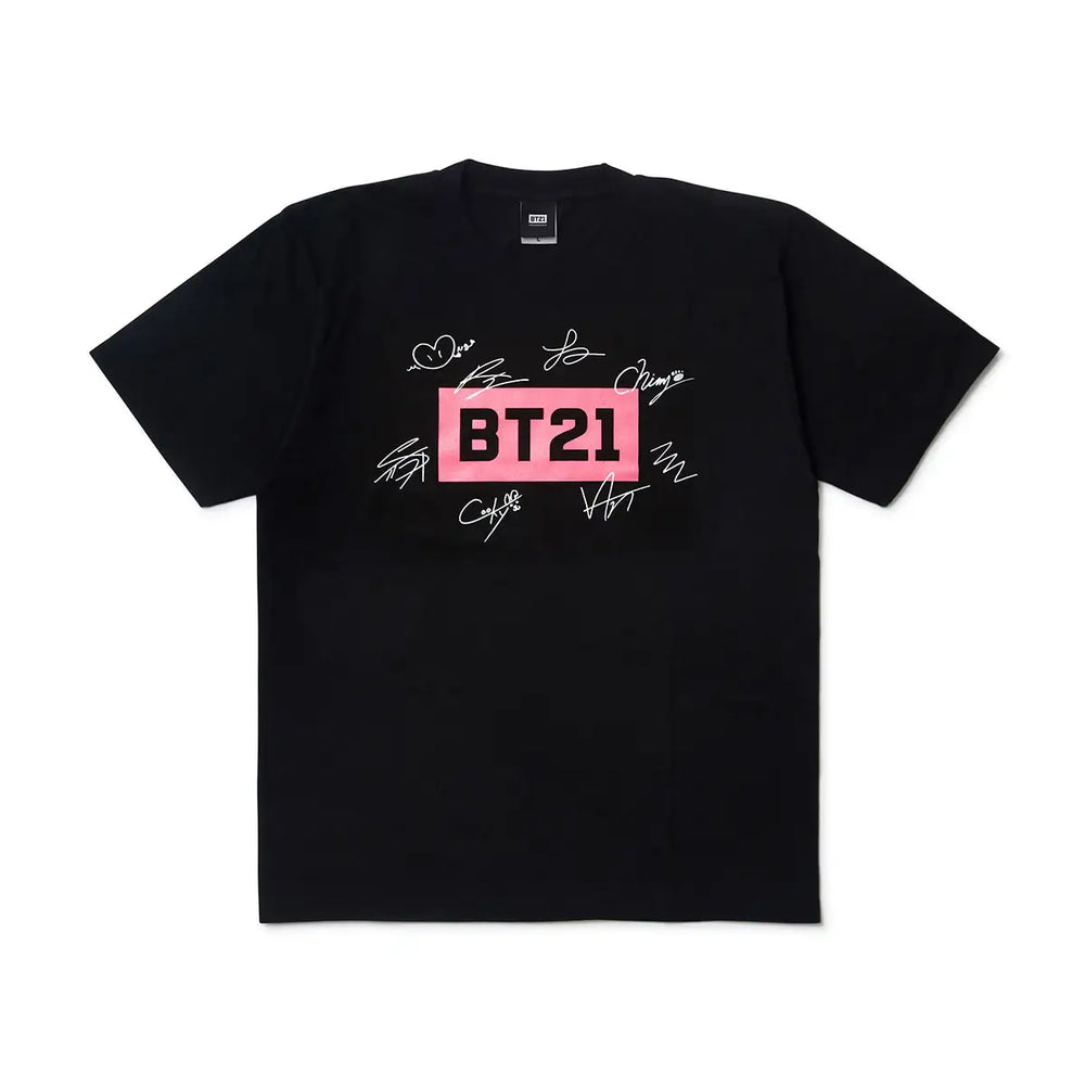 BT21 - BITE - Pink Collection - Black Logo Short Sleeve T-Shirt - BT21 - Clothes - Harumio
