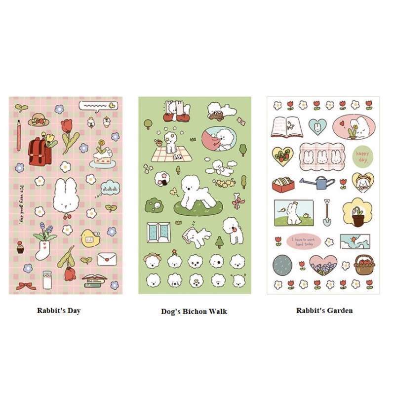 Be On D - After The Rain Rabbit & Dog Sticker - Be On D - Stationery - Harumio