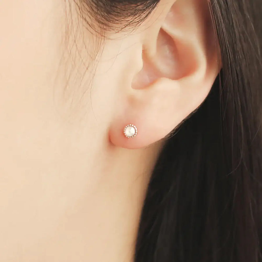 OST - Snowy White Cubic Rose Gold Ear Pierce - OST - Jewelry - Harumio