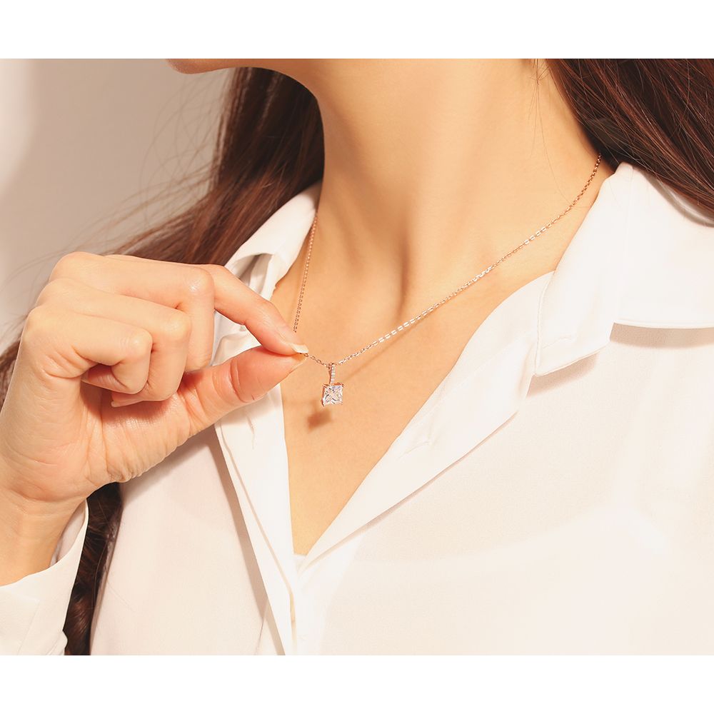 OST - Square Cubic Rose Gold Necklace