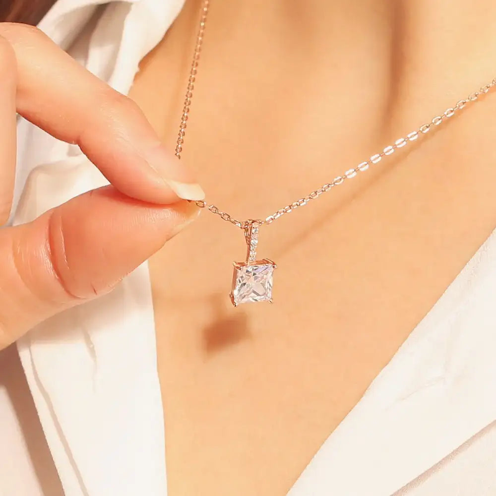 OST - Square Cubic Rose Gold Necklace - OST - Jewelry - Harumio