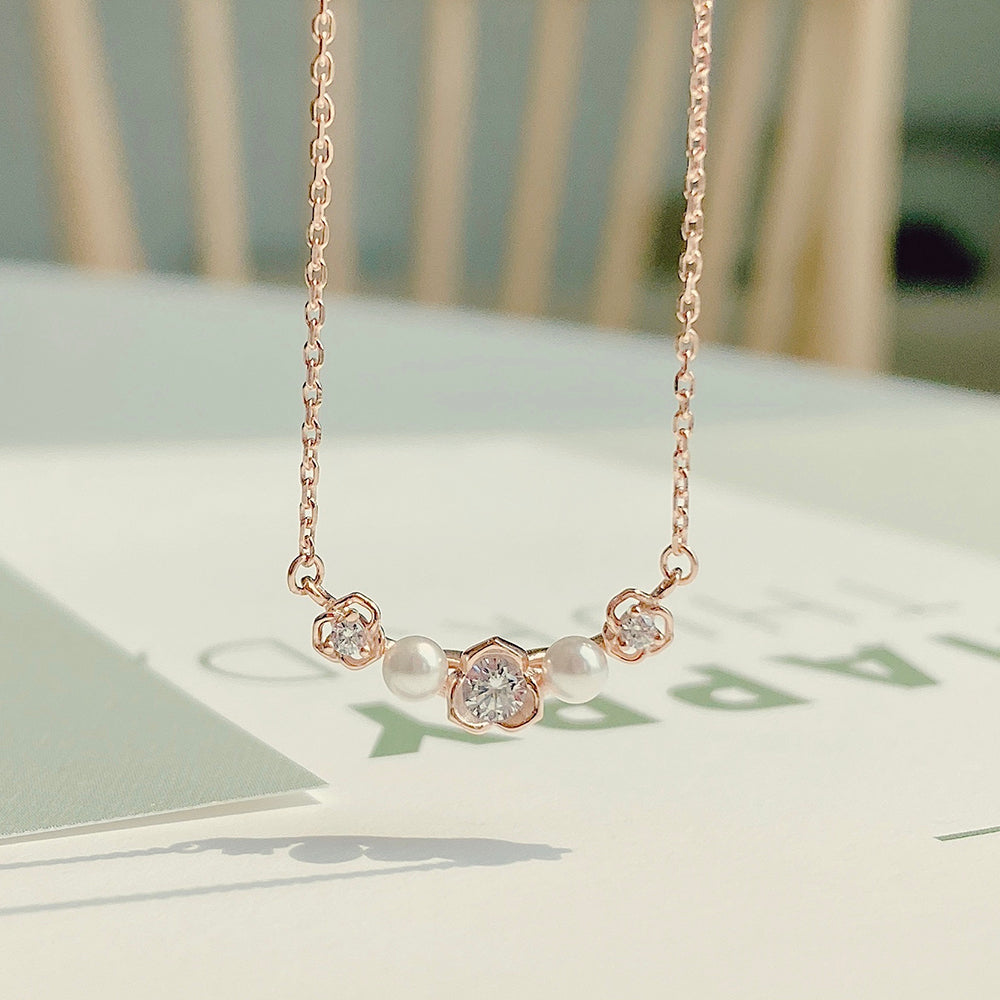OST - Rose Garden Pearl Silver Necklace