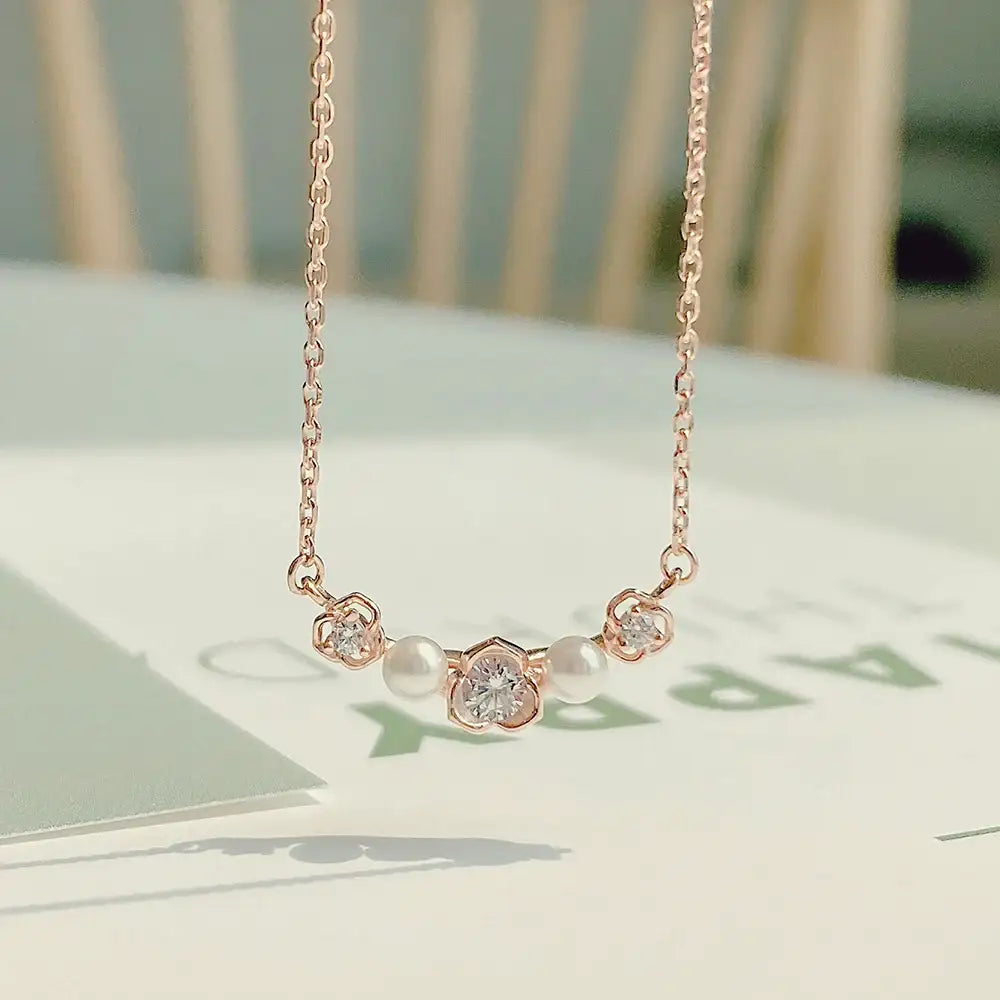 OST - Rose Garden Pearl Silver Necklace - OST - Jewelry - Harumio