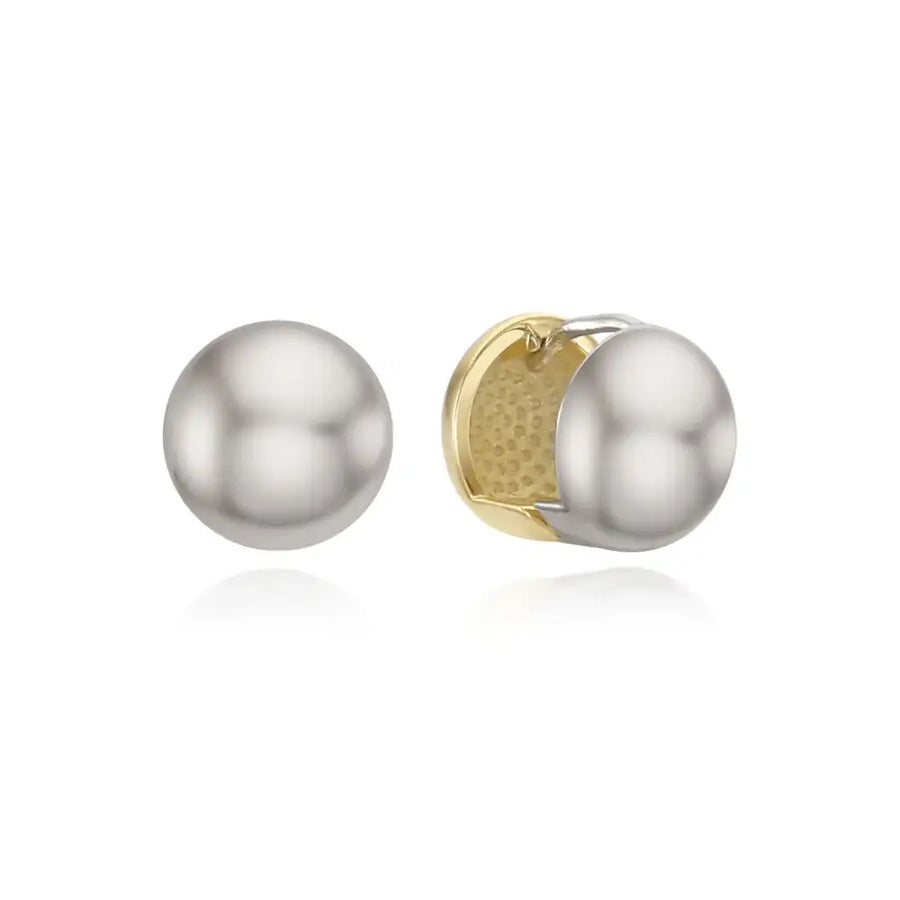 OST - Volume Double Sided Mini Round One Touch Silver Earrings - OST - Jewelry - Harumio