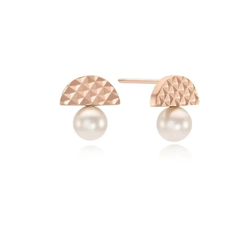 OST - Half Moon Cut 5mm Pearl Women's Earrings - OST - Jewelry - Harumio