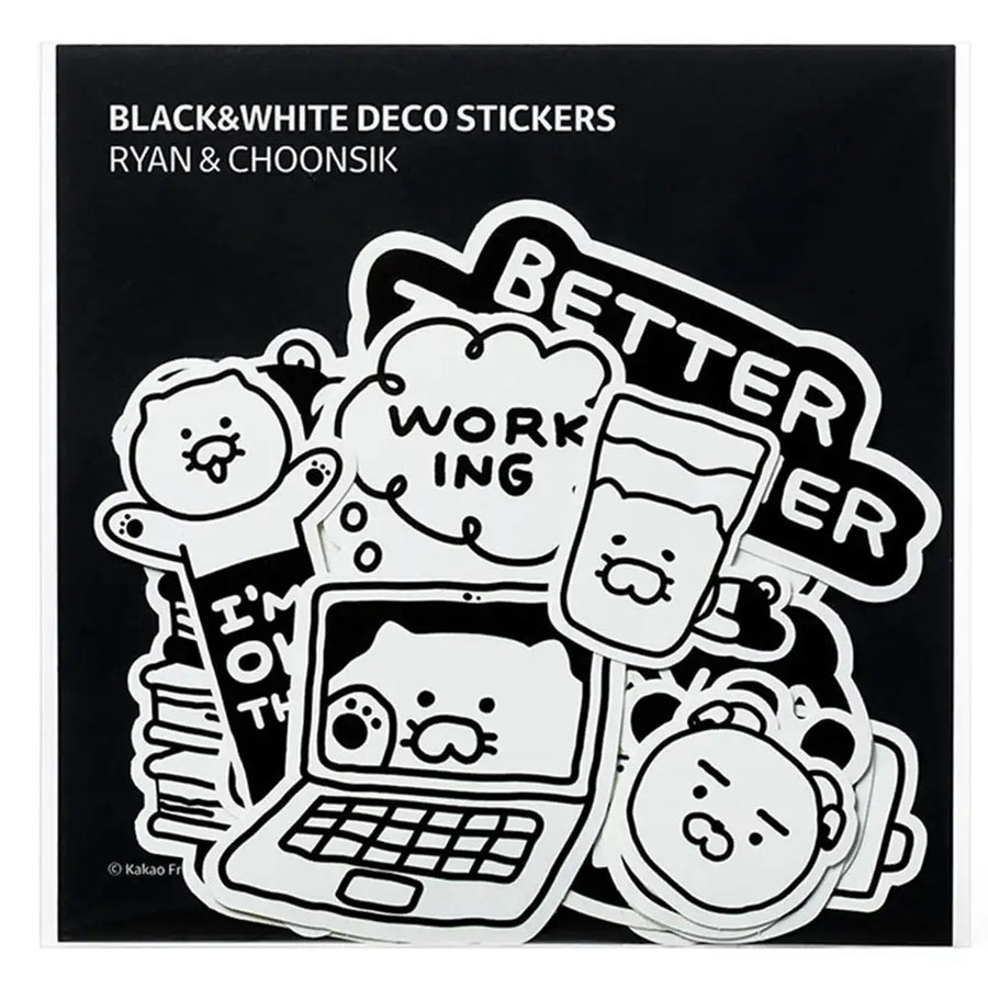 Kakao Friends - Black & White Deco Sticker - Kakao Friends - Home & Living, Accessories - Harumio