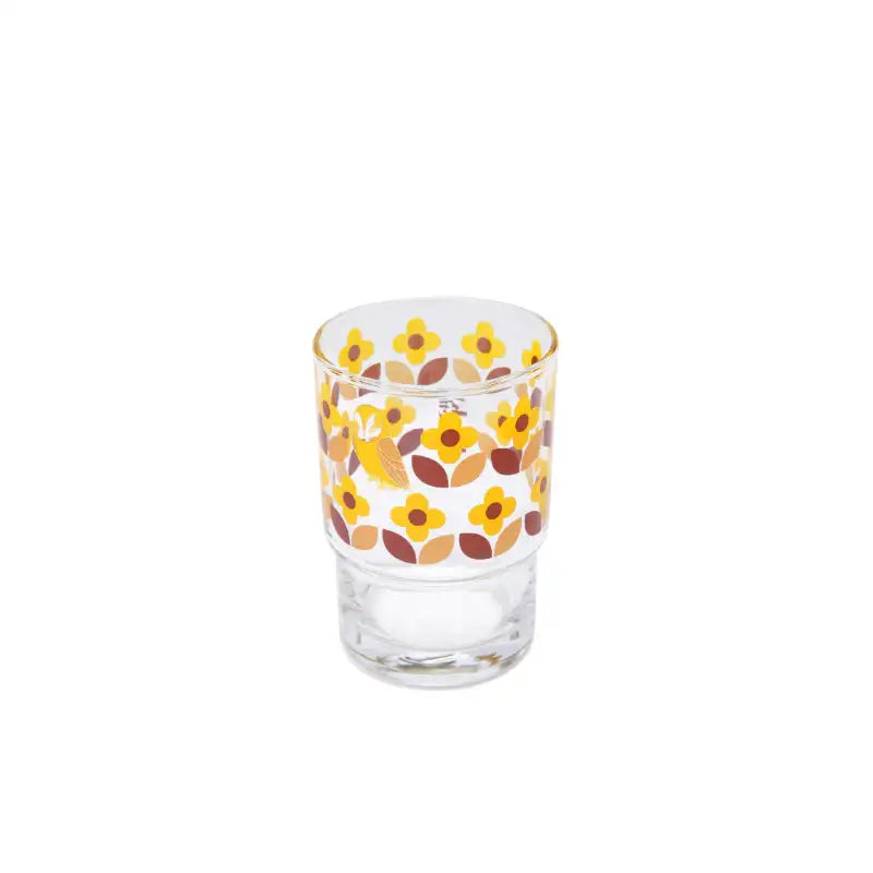 Common Kitchen X Lucky Chouette - A Lucky Table Yellow Petit Flower Short Glass - Common Kitchen X Lucky Chouette - Tableware - Harumio