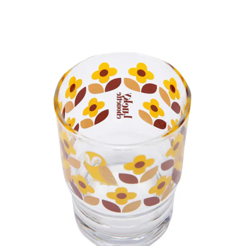 Common Kitchen X Lucky Chouette - A Lucky Table Yellow Petit Flower Short Glass - Common Kitchen X Lucky Chouette - Tableware - Harumio Common Kitchen X Lucky Chouette - A Lucky Table Yellow Petit Flower Short Glass - Common Kitchen X Lucky Chouette - Tableware - Harumio