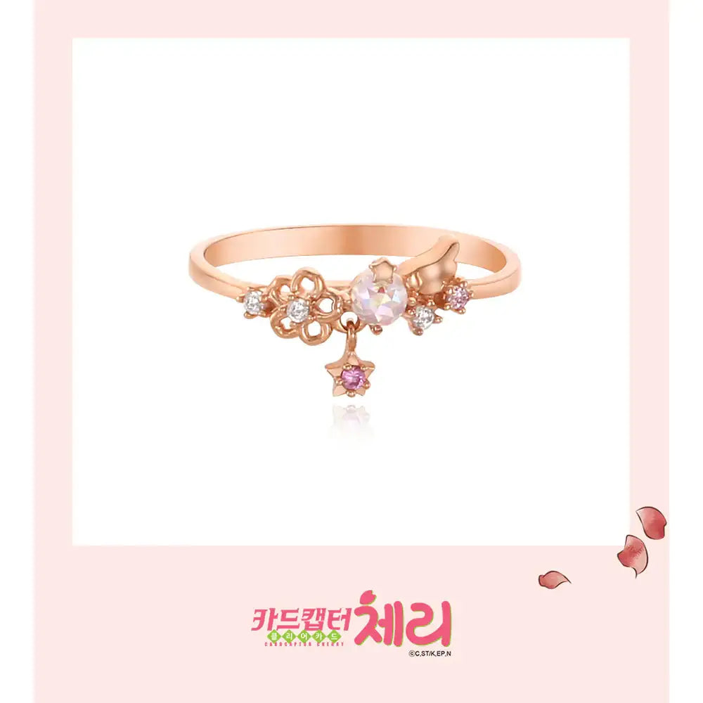 OST x Cardcaptor Sakura - Aurora Rose Stone Cherry Blossom Silver Ring - OST - Jewelry - Harumio OST x Cardcaptor Sakura - Aurora Rose Stone Cherry Blossom Silver Ring - OST - Jewelry - Harumio