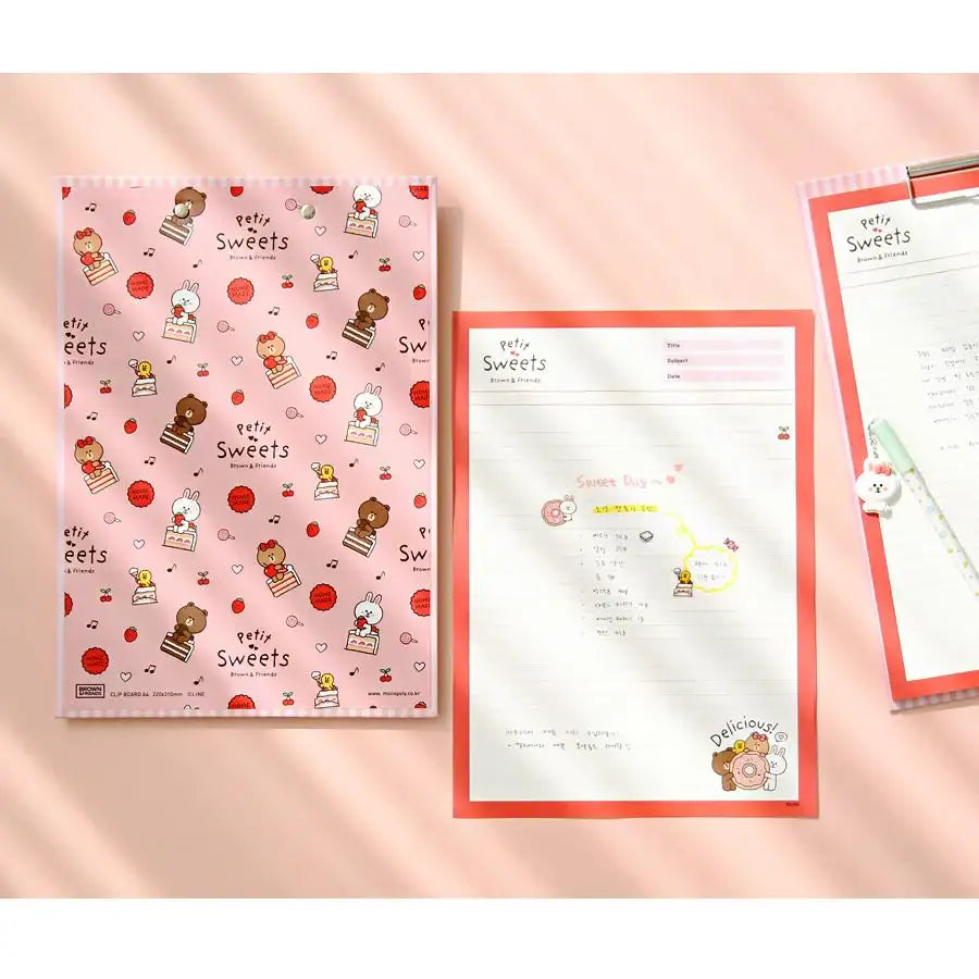 Monopoly x LINE - Brown and Friends - Clipboard & Notepad Set A4 - Monopoly - Accesories - Harumio Monopoly x LINE - Brown and Friends - Clipboard & Notepad Set A4 - Monopoly - Accesories - Harumio