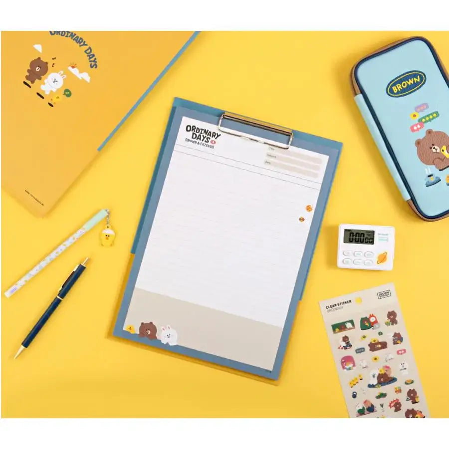 Monopoly x LINE - Brown and Friends - Clipboard & Notepad Set A4 - Monopoly - Accesories - Harumio Monopoly x LINE - Brown and Friends - Clipboard & Notepad Set A4 - Monopoly - Accesories - Harumio