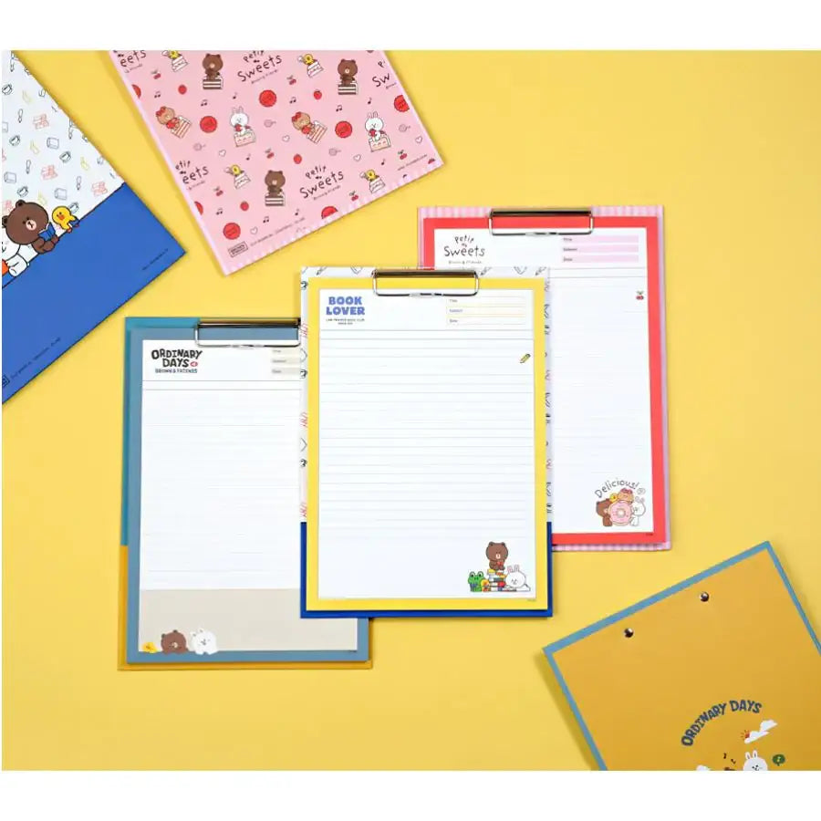 Monopoly x LINE - Brown and Friends - Clipboard & Notepad Set A4 - Monopoly - Accesories - Harumio Monopoly x LINE - Brown and Friends - Clipboard & Notepad Set A4 - Monopoly - Accesories - Harumio