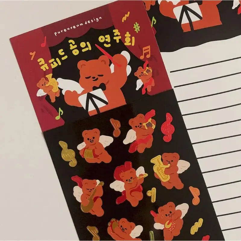 Pureureumdesign x 10x10 - Cupid Bear's Concert Gold Mine Sticker - Pureureumdesign - Accesories - Harumio