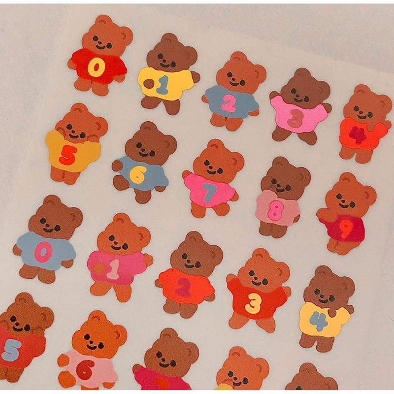 Pureureumdesign x 10x10 - Cupid Bear's Number Glossy Sticker - Pureureumdesign - Accesories - Harumio