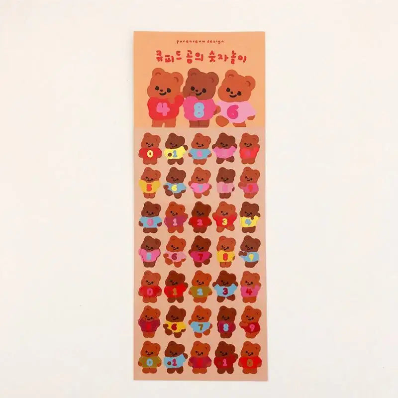 Pureureumdesign x 10x10 - Cupid Bear's Number Glossy Sticker - Pureureumdesign - Accesories - Harumio