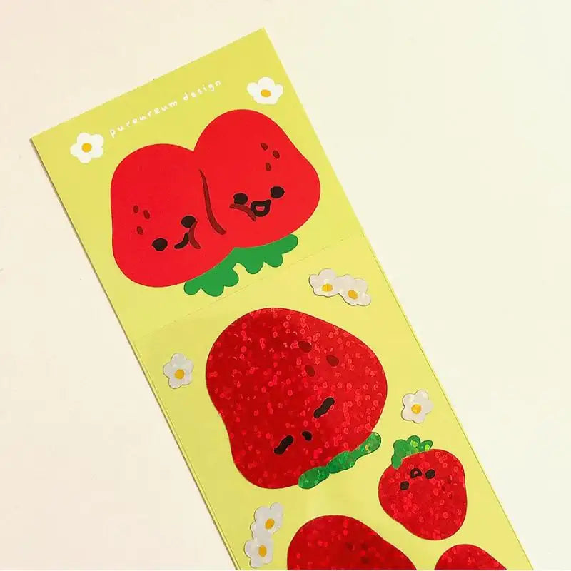 Pureureumdesign x 10x10 - Mini King Strawberries Hologram Sticker - Pureureumdesign - Accesories - Harumio