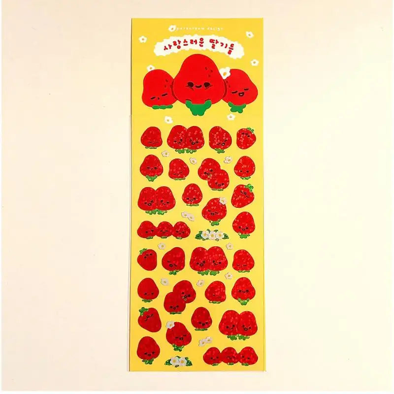 Pureureumdesign x 10x10 - Lovely Strawberries Hologram Sticker - Pureureumdesign - Accesories - Harumio