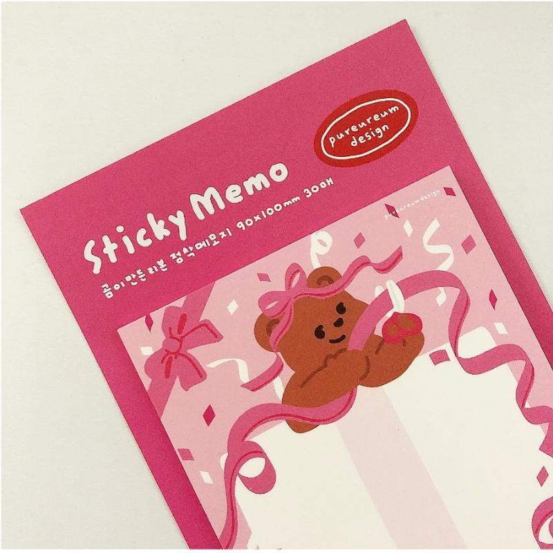 Pureureumdesign x 10x10 - Ribbon Sticky Note Made by Bear - Pureureumdesign - Accesories - Harumio