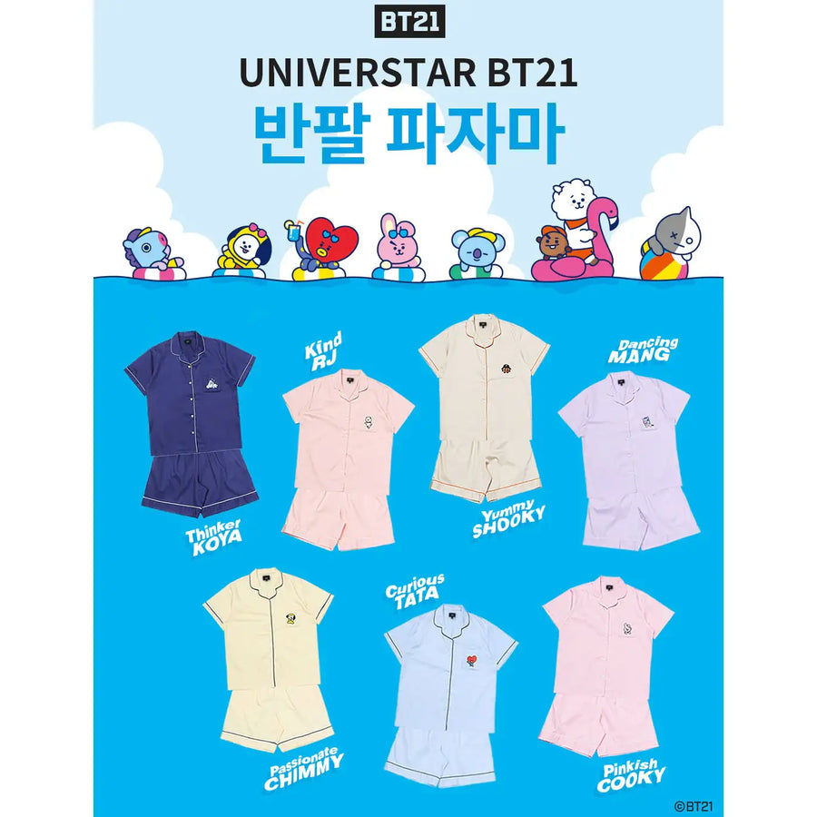 BT21 x Hunt Innerwear - Universtar Short Sleeve Pajamas - BT21 - Clothing - Harumio
