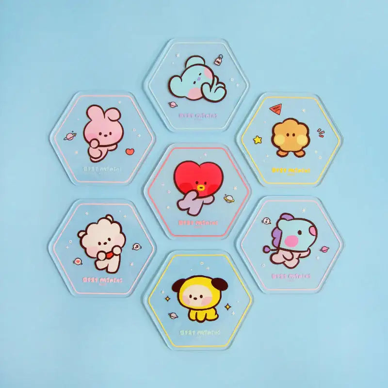 NARA HOME DECO X BT21 - Minini Hexagon Acrylic Coaster - NARA HOME DECO - Coasters - Harumio