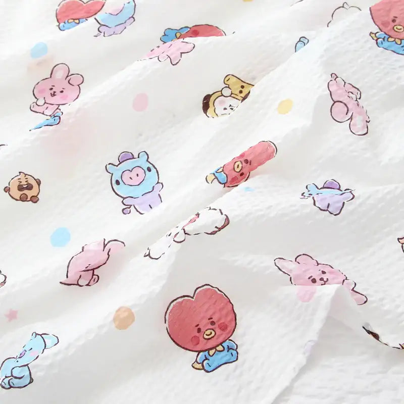 NARA HOME DECO X BT21- Baby Sketch Bamboo Ripple Bed Sheet - NARA HOME DECO X BT21 - Bed Textiles - Harumio NARA HOME DECO X BT21- Baby Sketch Bamboo Ripple Bed Sheet - NARA HOME DECO X BT21 - Bed Textiles - Harumio