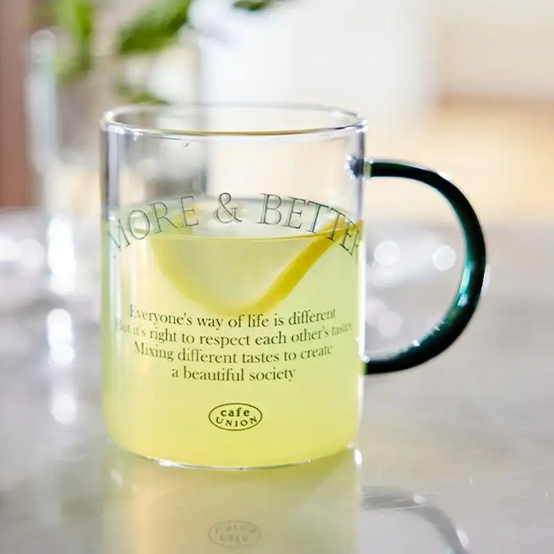 Korean Mine Lettering - Heat Resistant Glass Mug - Modern House - Mugs - Harumio