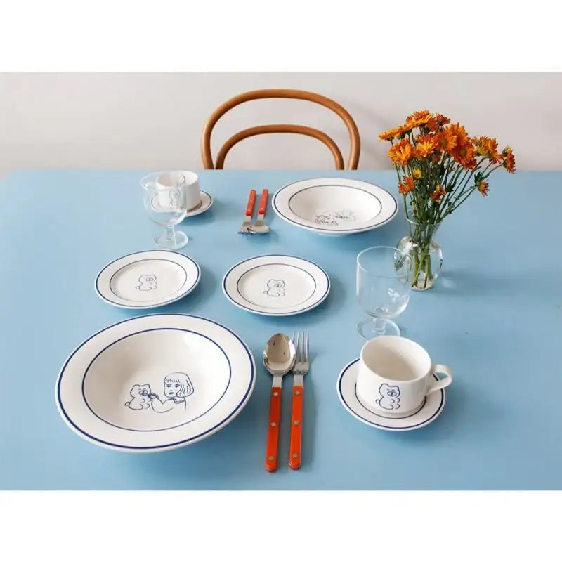 1537 - Teddy and Lucy Pasta Bowl - 1537 - Bowls - Harumio 1537 - Teddy and Lucy Pasta Bowl - 1537 - Bowls - Harumio