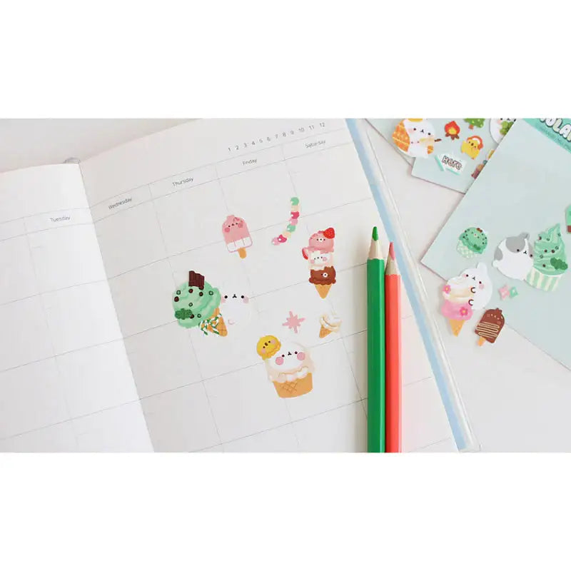 Molang - Diary Deco Stickers - Molang - Decorative Stickers - Harumio