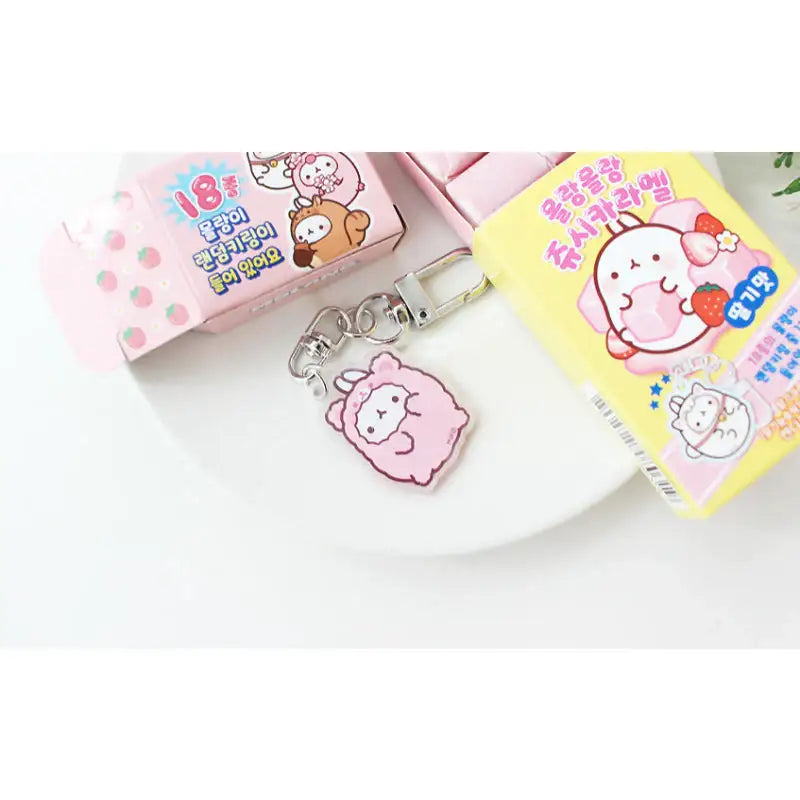 Molang - Juicy Caramel Strawberry Flavor With Keyring - Molang - Candy - Harumio Molang - Juicy Caramel Strawberry Flavor With Keyring - Molang - Candy - Harumio