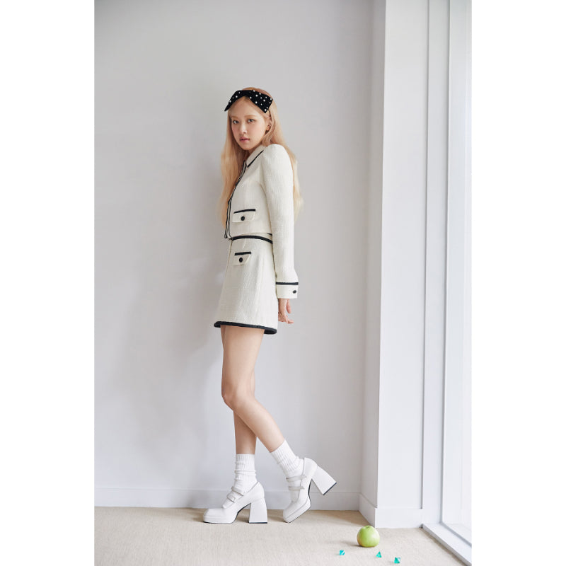 Rosé x O!Oi Collection - Tweed Short Skirt - Ivory