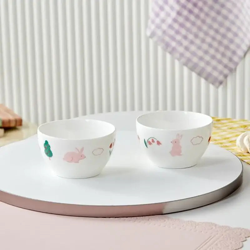 Korean My Rabbit - Porcelain Bowl 2P Set - Modern House - Bowls - Harumio