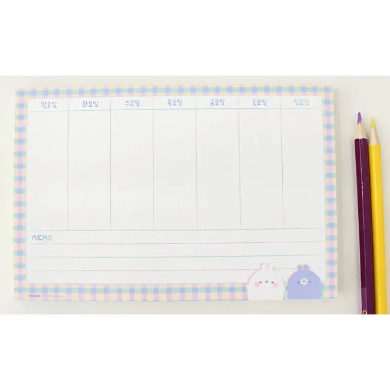 Molang - Weekly Memo - Molang - Memo Pads - Harumio Molang - Weekly Memo - Molang - Memo Pads - Harumio
