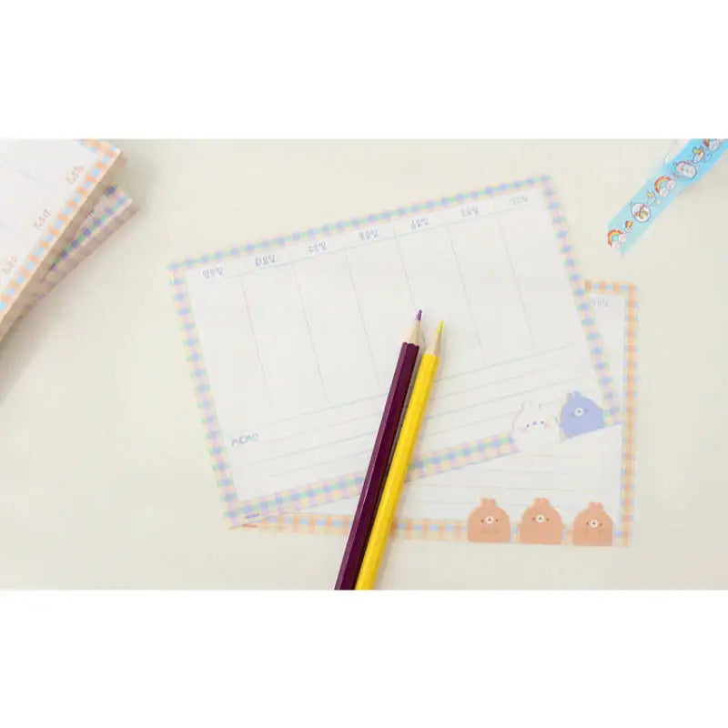 Molang - Weekly Memo - Molang - Memo Pads - Harumio Molang - Weekly Memo - Molang - Memo Pads - Harumio