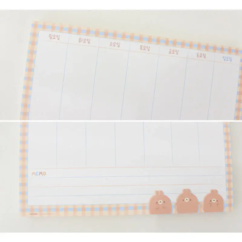 Molang - Weekly Memo - Molang - Memo Pads - Harumio Molang - Weekly Memo - Molang - Memo Pads - Harumio