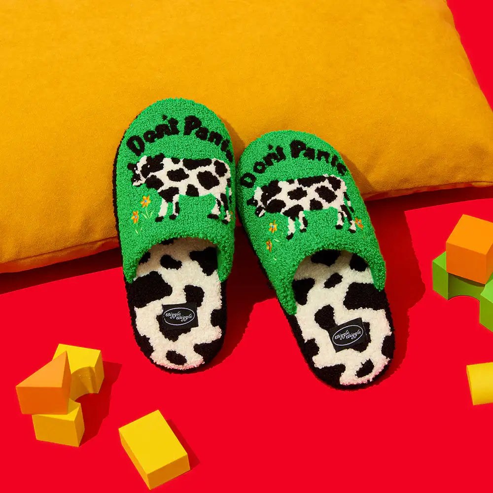 Wiggle Wiggle - Don't Panic Green Terry Home Slippers (Kids) - Wiggle Wiggle - Slipper - Harumio