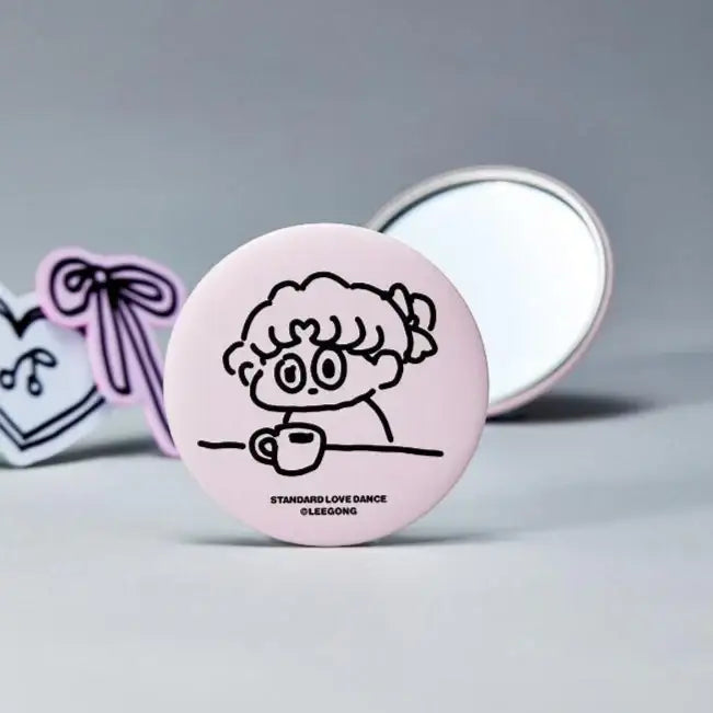 Standard Love Dance - LEEGONG Black Cherry Pie Handheld Mirror - Line Friends Square - handheld mirror - Harumio