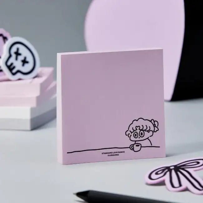 Standard Love Dance - LEEGONG Black Cherry Pie Memo Notepad - Line Friends Square - Memo Pad - Harumio
