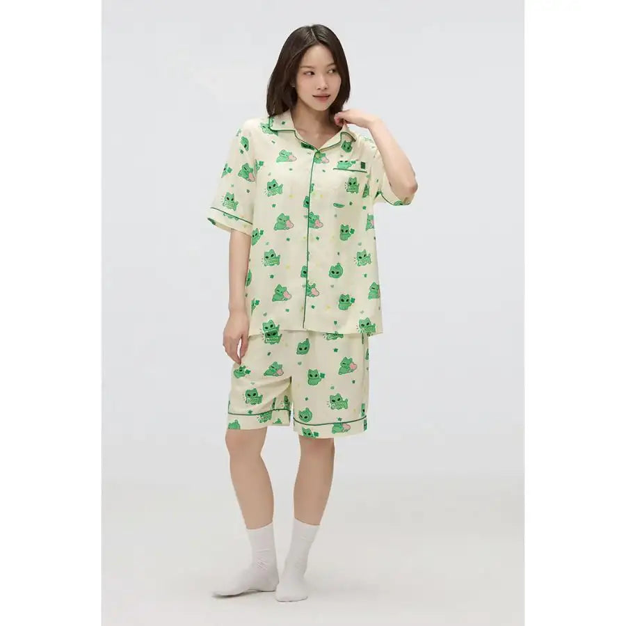 SPAO x Earthlings - Hello Earthling Short Sleeve Pajamas Set (Green) - SPAO - Pajamas - Harumio