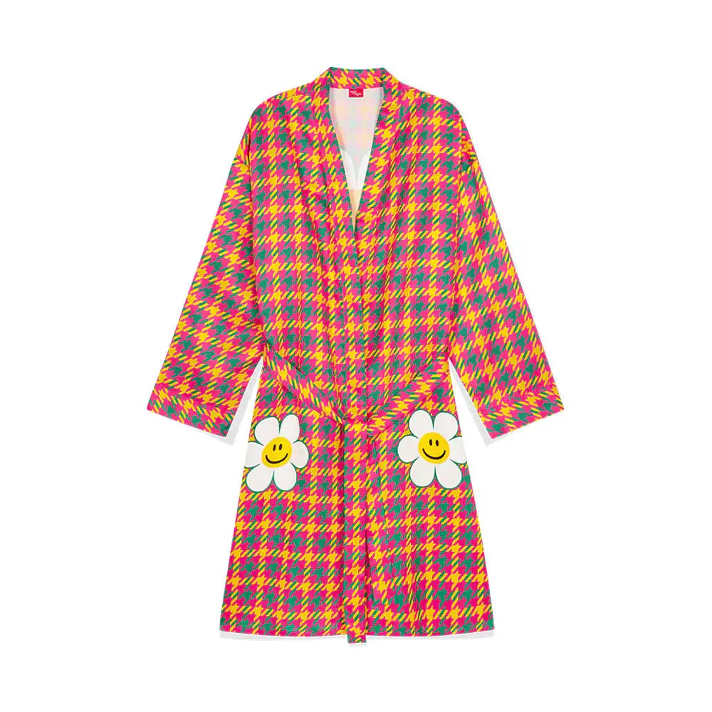 Wiggle Wiggle - Hound Tooth Check Silky Robe - Wiggle Wiggle - Robe - Harumio