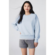 SPAO - French Terry Semi-Crop Round Neck Sweatshirt (LIGHT BLUE)