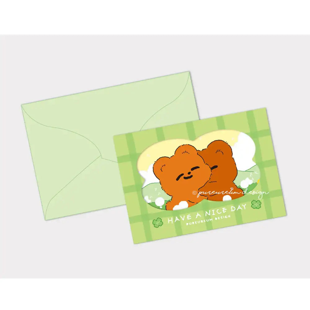 Pureureum Design - Cupid Bear Mini Folding Card ver.1-3