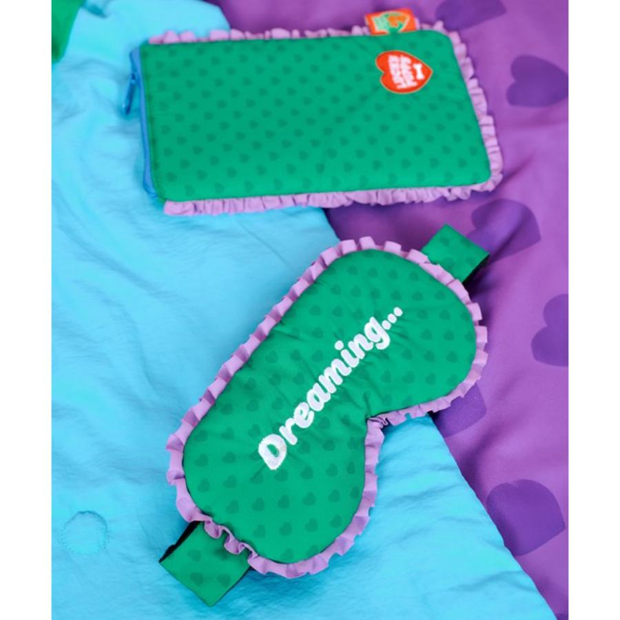 Wiggle Wiggle - Frilled Eye Mask & Pouch Set (Lucky Puppy Green Heart)