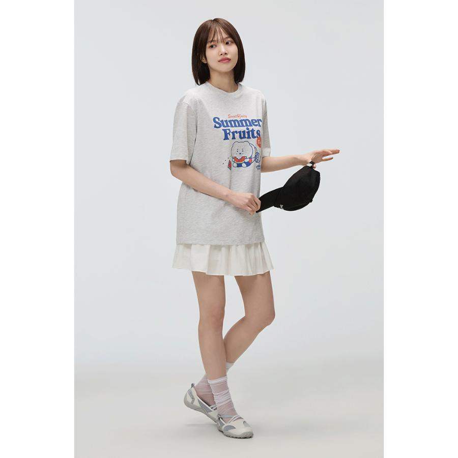SPAO x Manggeureojin Gom - Light Melange Gray Short Sleeve T-Shirt - SPAO - T-shirt - Harumio