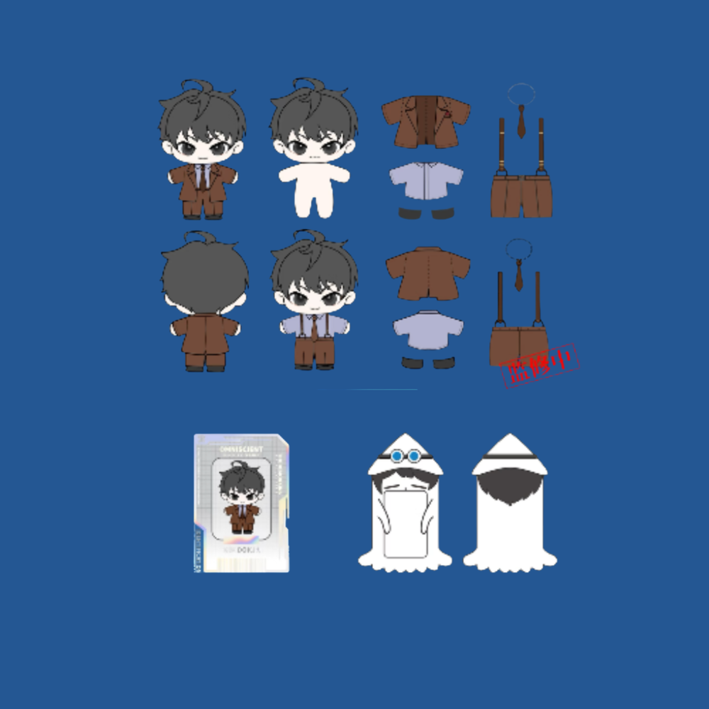 Omniscient Reader's Viewpoint - Kim Dokja Plush Doll + Card Sleeve + Birth Certificate Set